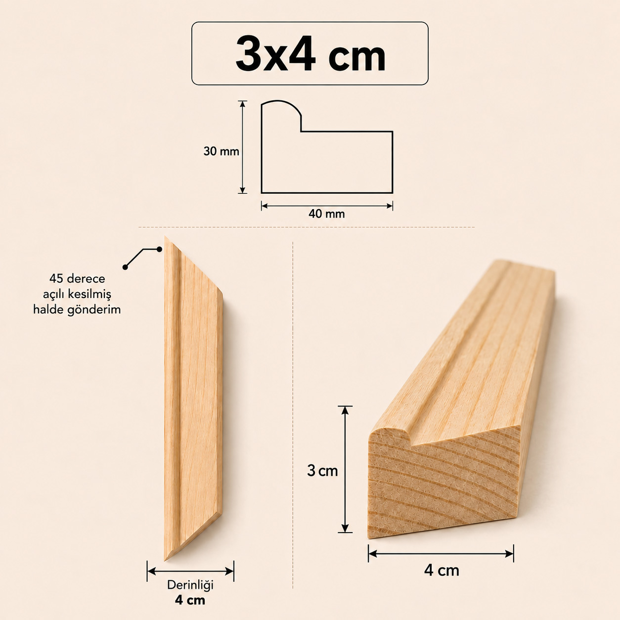 3cm*4cm - Kesilmiş Ölçü