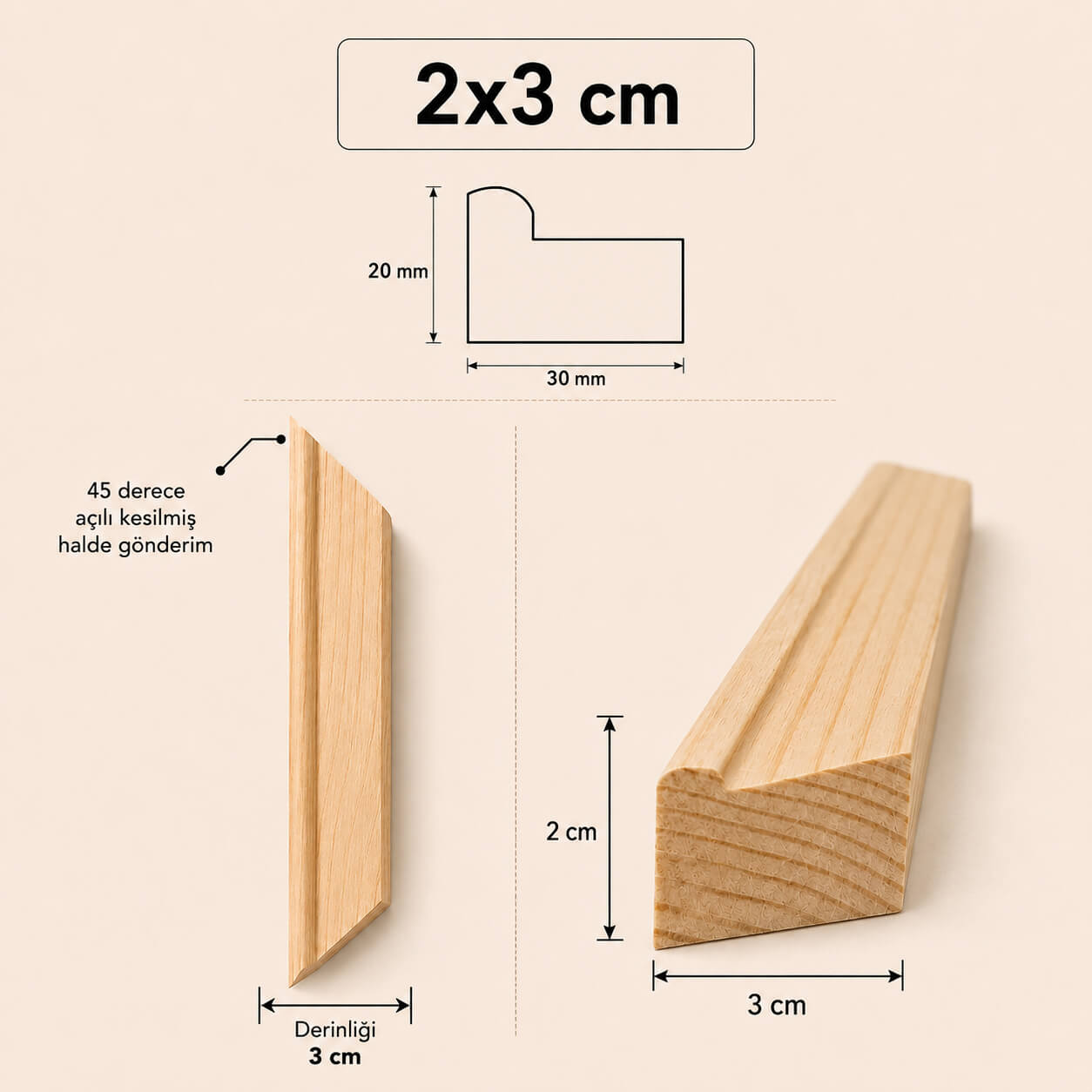 2cm*3cm - Kesilmiş Ölçü